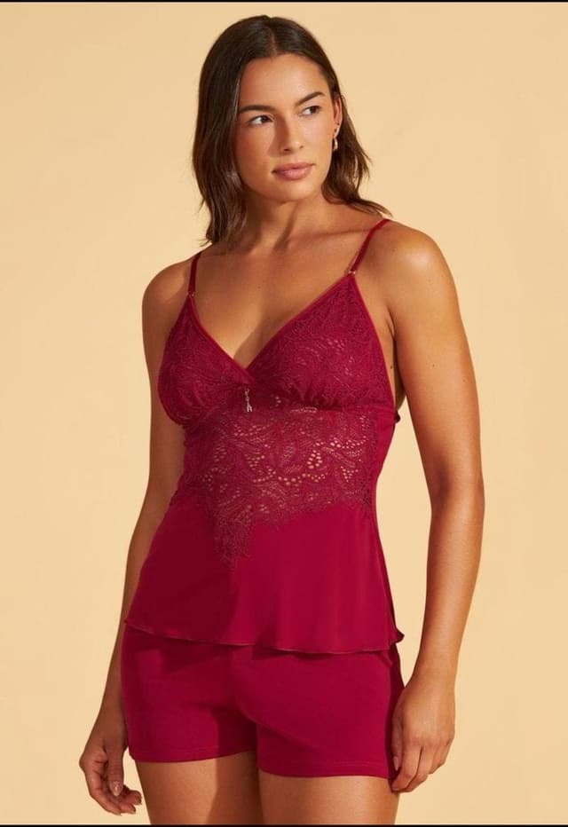 Baby Doll de Microfibra e Renda RECCO.