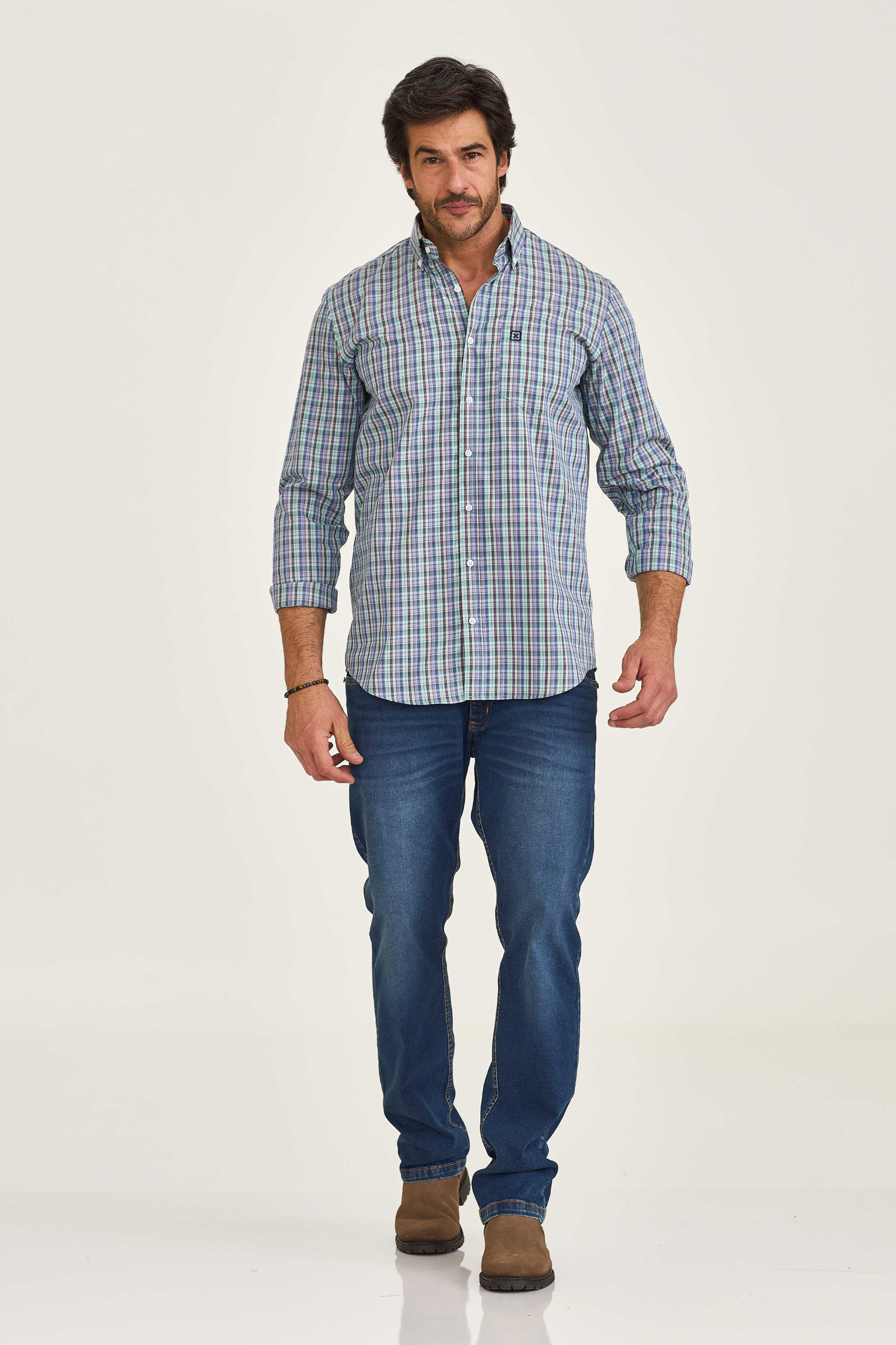 Camisa Regular Tricoline Bordada 